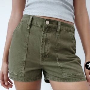 Zara High Waist Green Shorts Stylish Summer Essential